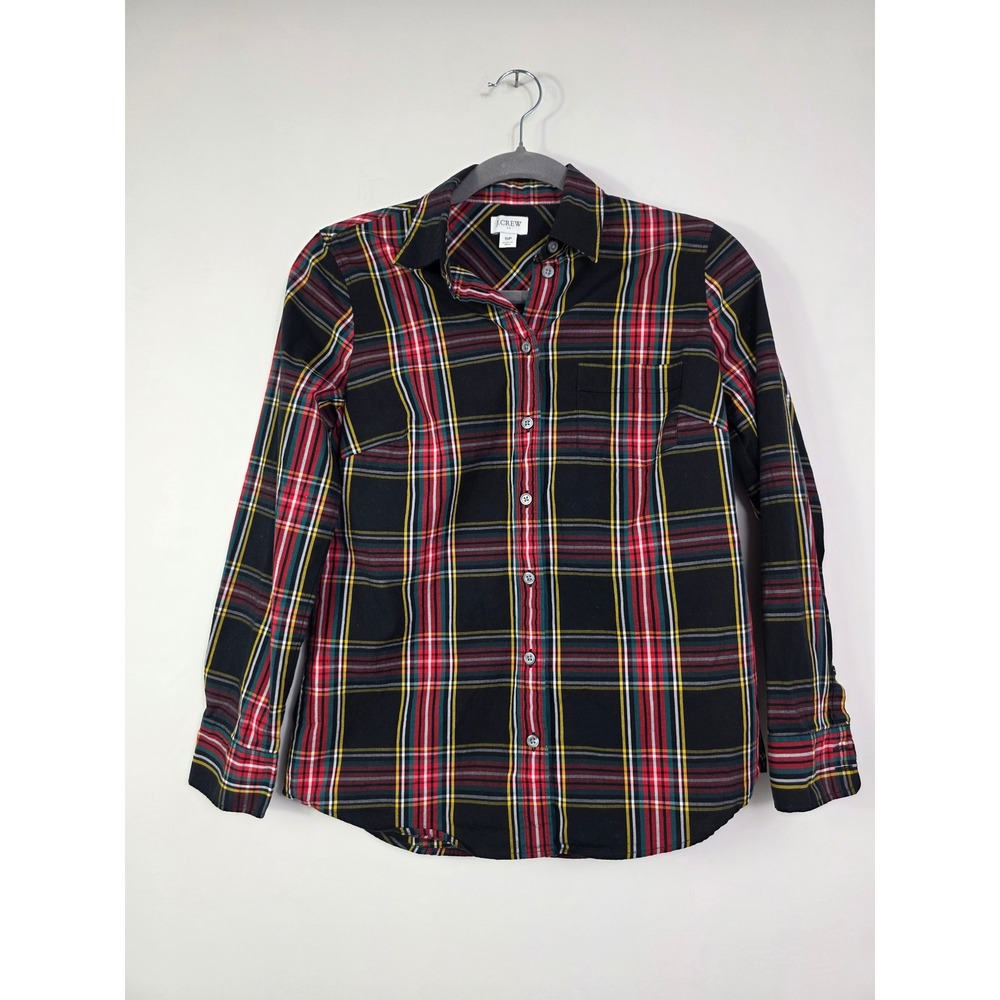 J. Crew Perfect Shirt Women Small Petite Stewart Tartan Plaid Button Down Blouse